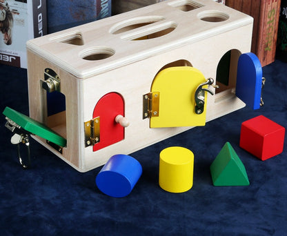 Coffret éducatif Montessori verrouillage formes pour enfants - Jouet pédagogique d'apprentissage