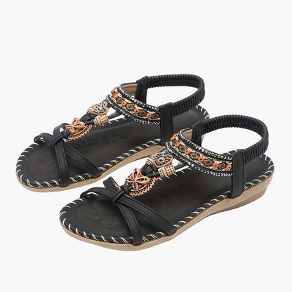 Boheme-sandaler til kvinder med pynt og ankelrem – afslappet chic stil