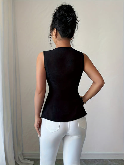 Gilet élégant sans manches pour femme, style chic et moderne, idéal pour le bureau ou les sorties