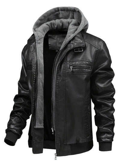 Blouson aviateur homme marron avec capuche amovible et doublure chaude