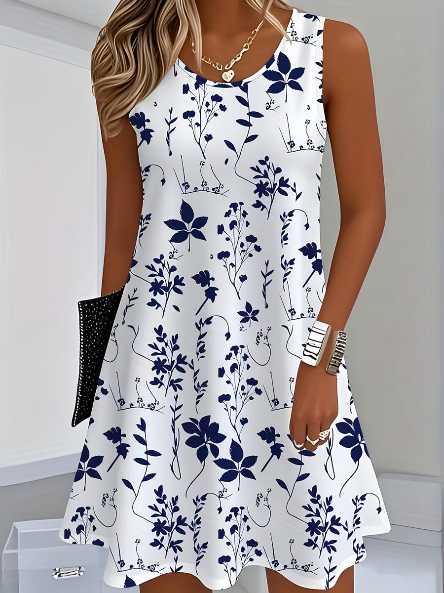 Robe d'été décontractée sans manches femme style floral chic
