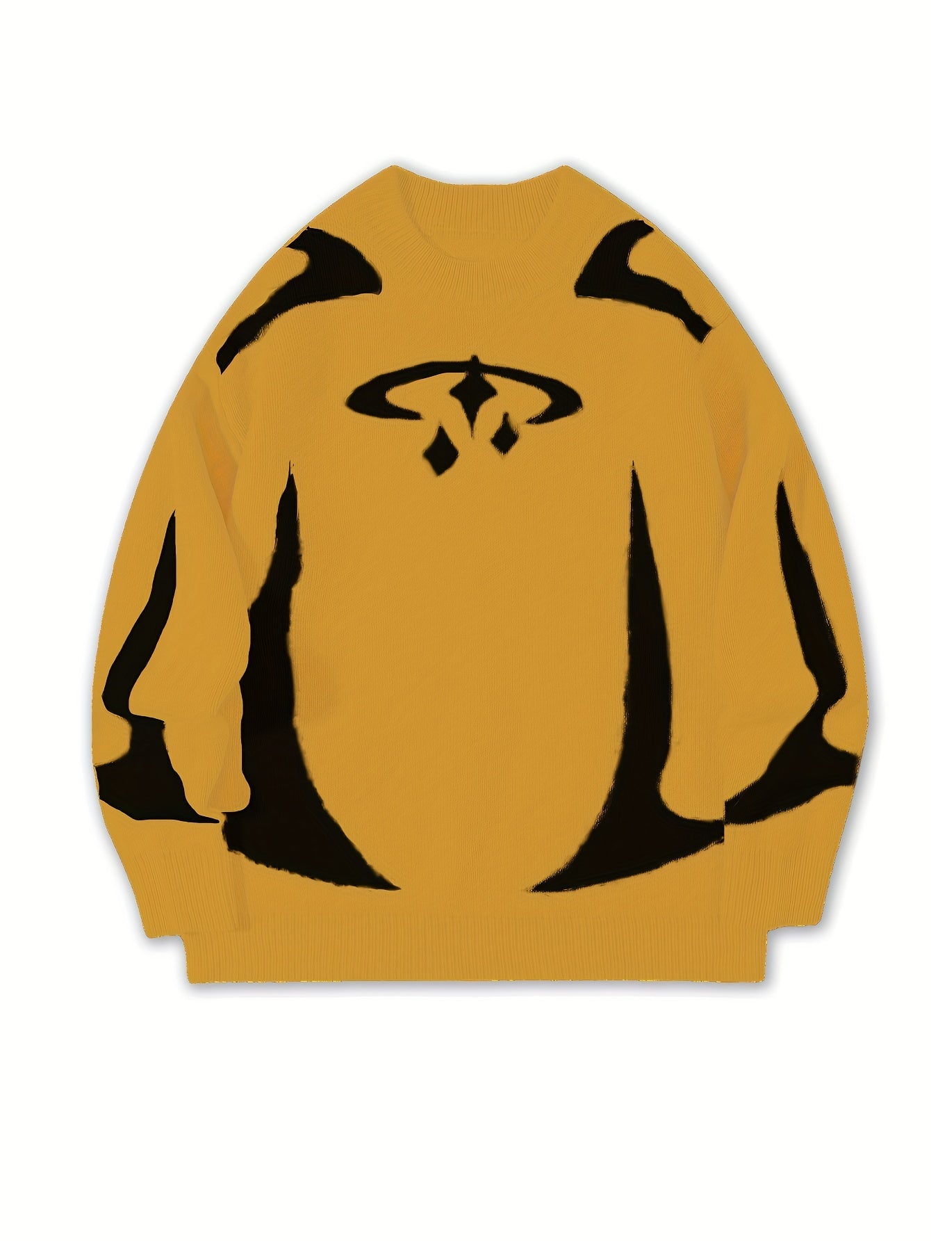 Pull en maille unisexe à motifs abstraits et col rond