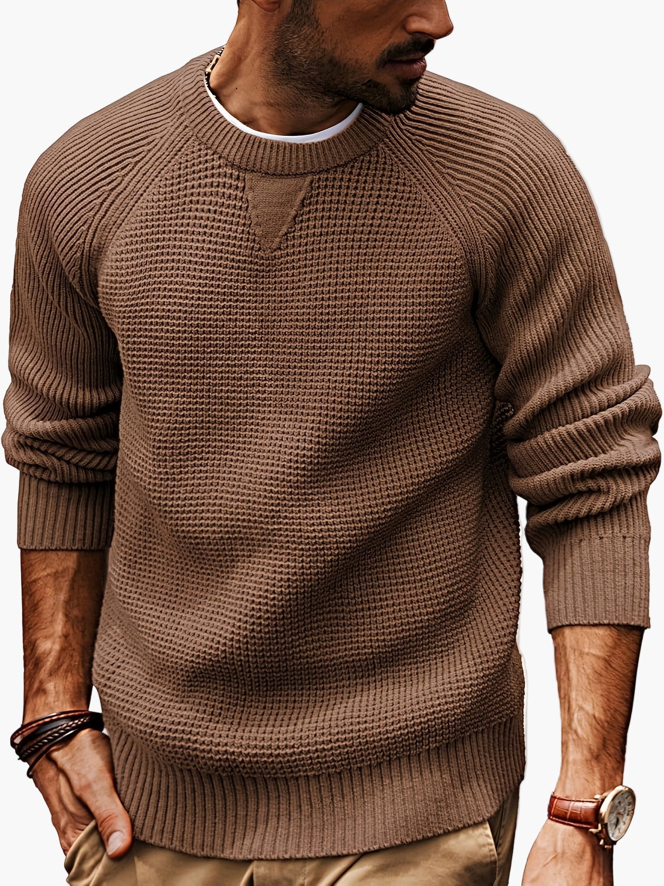 Men's vintage style round neck sweater – Casual pullover for all seasons
