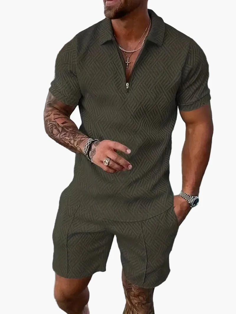Ensemble polo et short style casual pour homme – Élégance décontractée estivale
