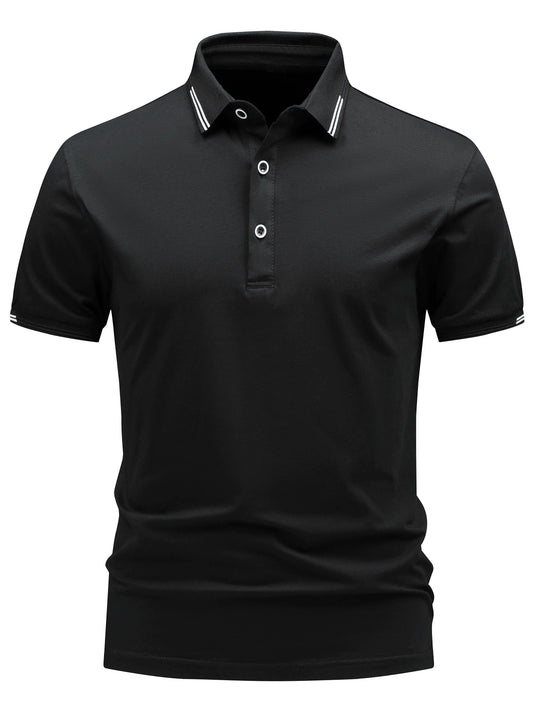 Polo décontracté pour homme à col boutonné style urbain