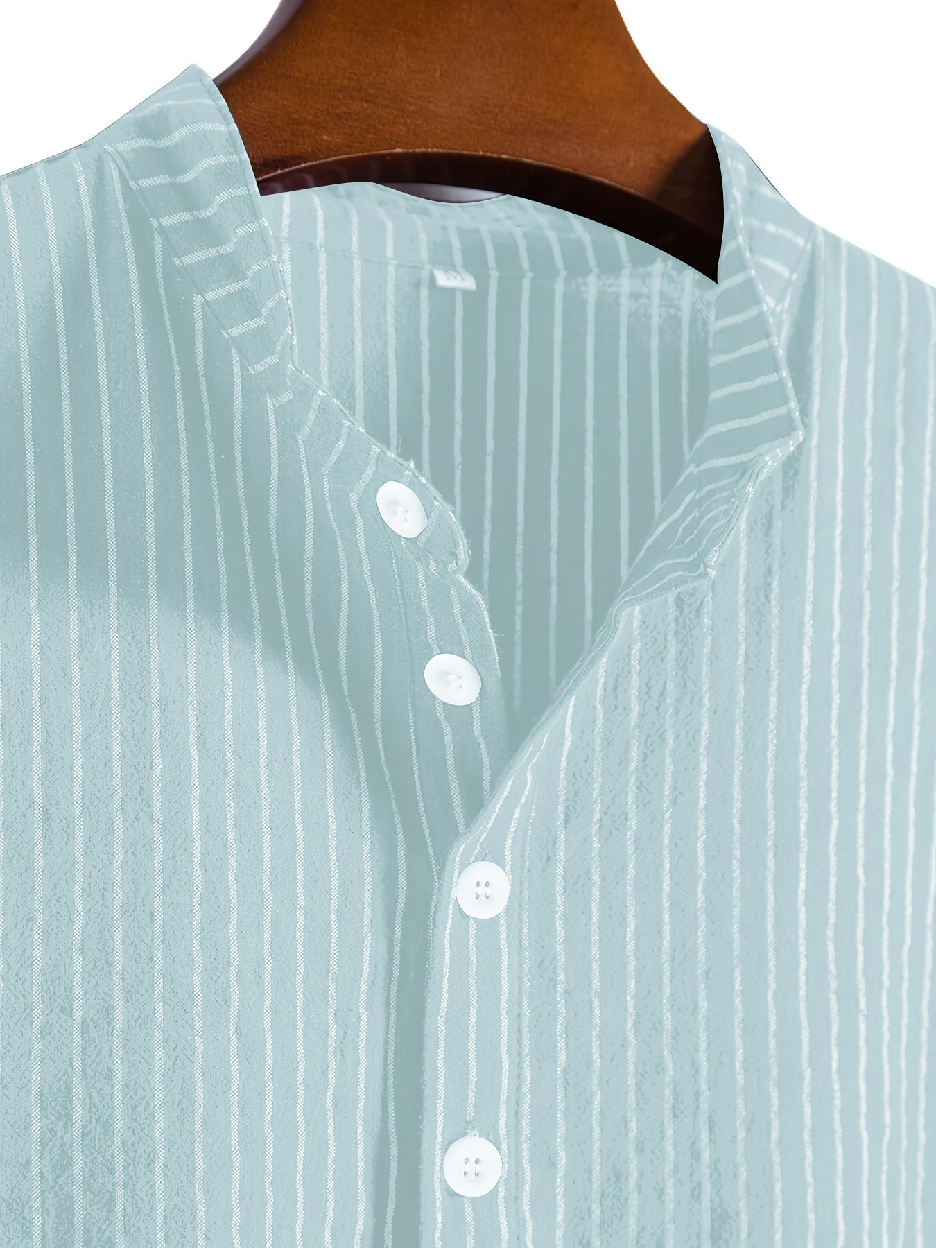 Chemise décontractée à rayures col mao pour homme - Style tendance et confortable