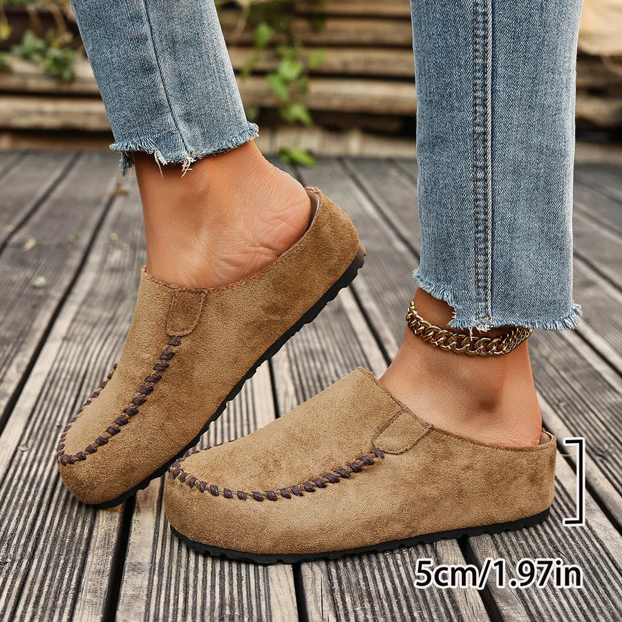Bequeme Damen-Mules im Mokassin-Stil, geschlossen, mit flexibler Sohle