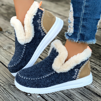 Chaussons montants doublés en fourrure pour femme, style mocassin, diverses couleurs