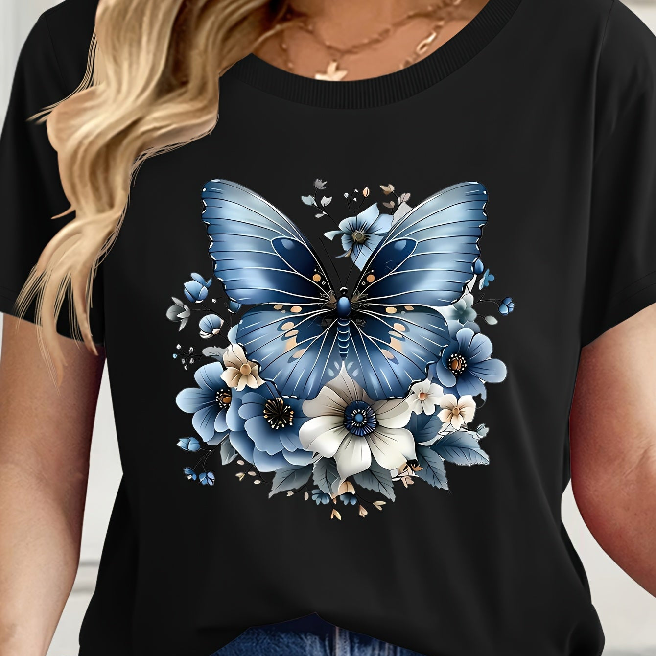 Dame T-shirt med korte ærmer i moderne afslappet stil til hverdag