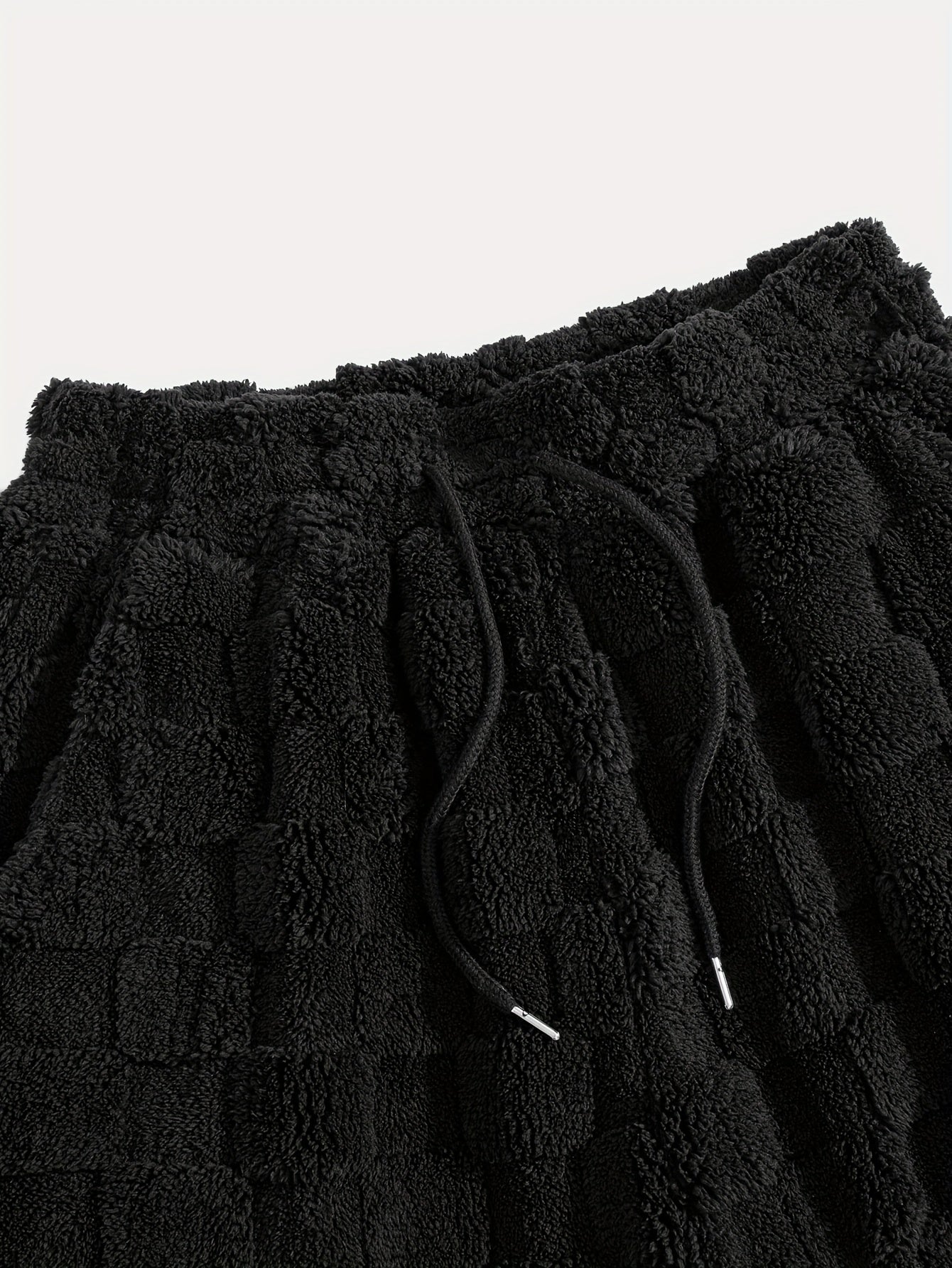 Pantalon de jogging doux à motif texturé à carreaux et cordon de serrage