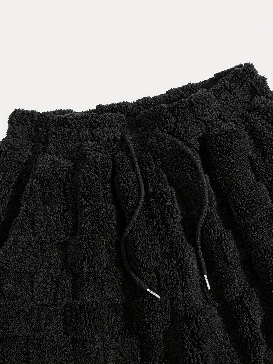 Pantaloni da jogging morbidi con motivo testurizzato a quadri e coulisse reglabile