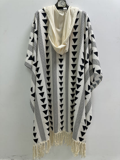 Poncho da spiaggia bohémien da uomo con cappuccio e motivi geometrici – stile festival casuale