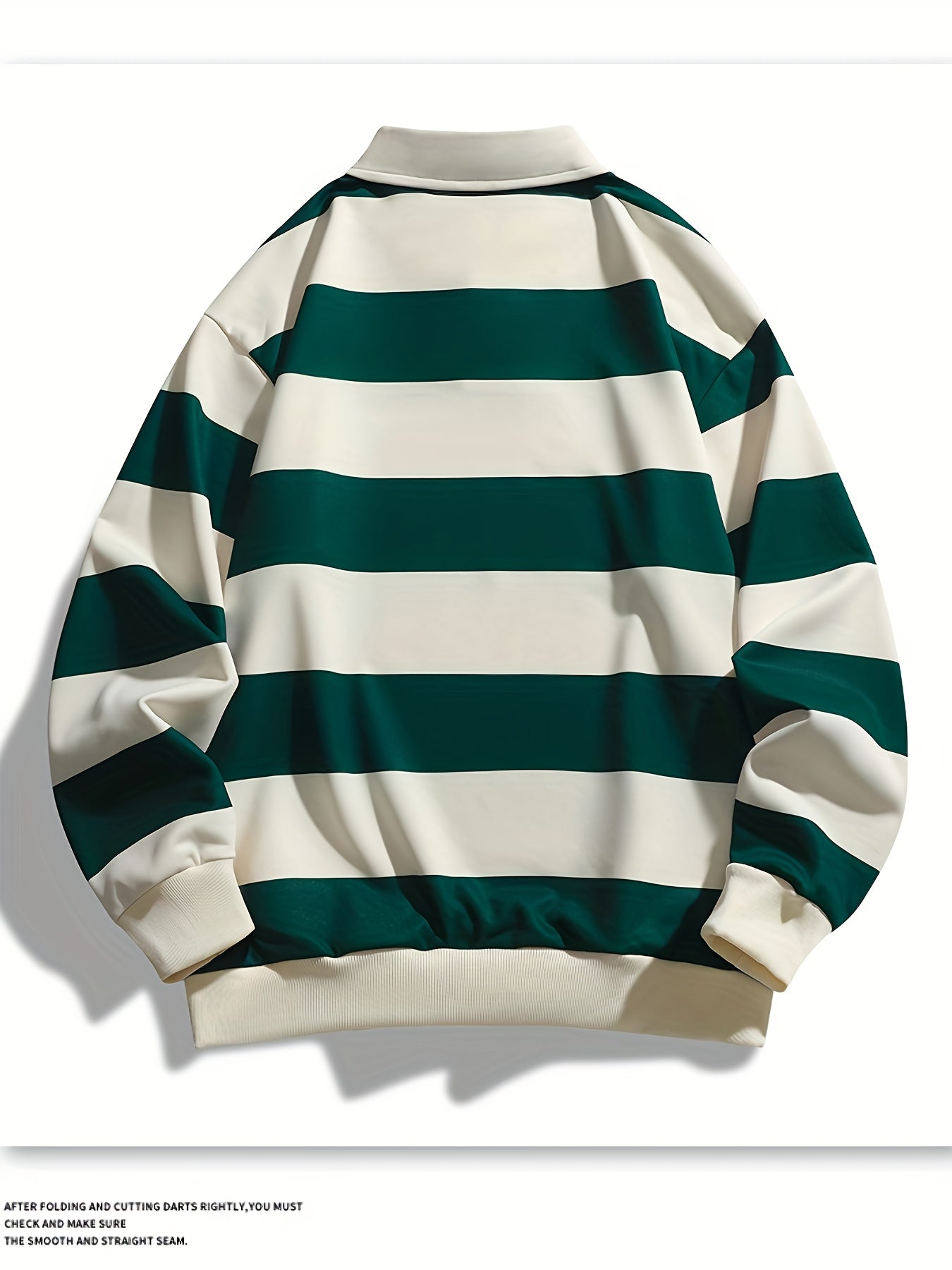 Polo manches longues à rayures horizontales marron et blanc cassé pour homme