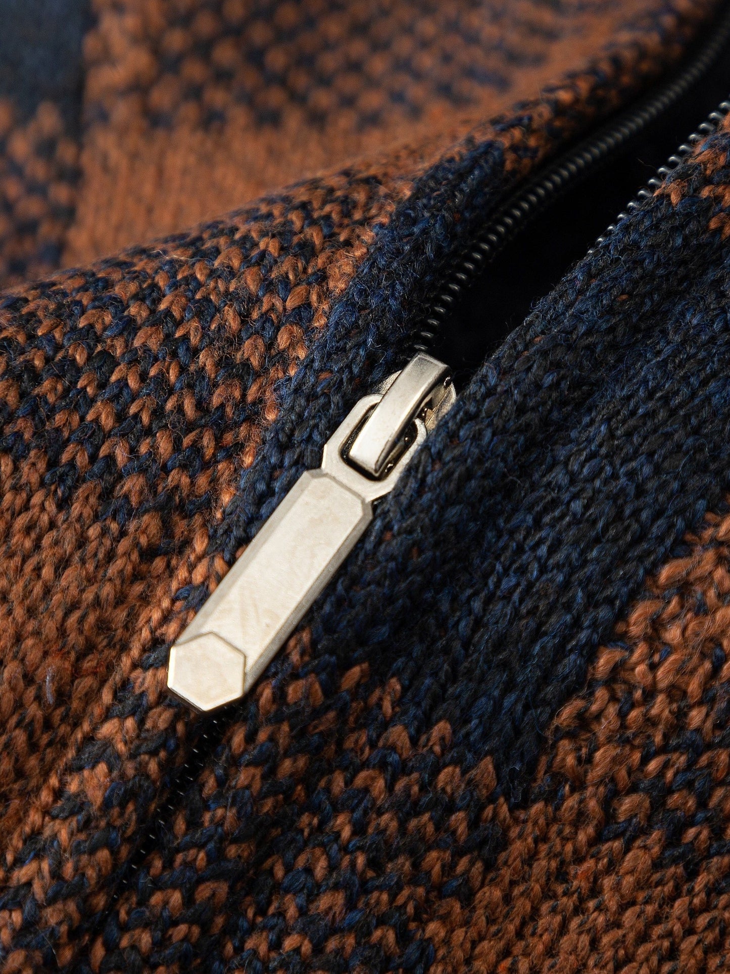 Cardigan Homme à Capuche Carreaux Marron Noir Fermeture Éclair Doublure Chaude