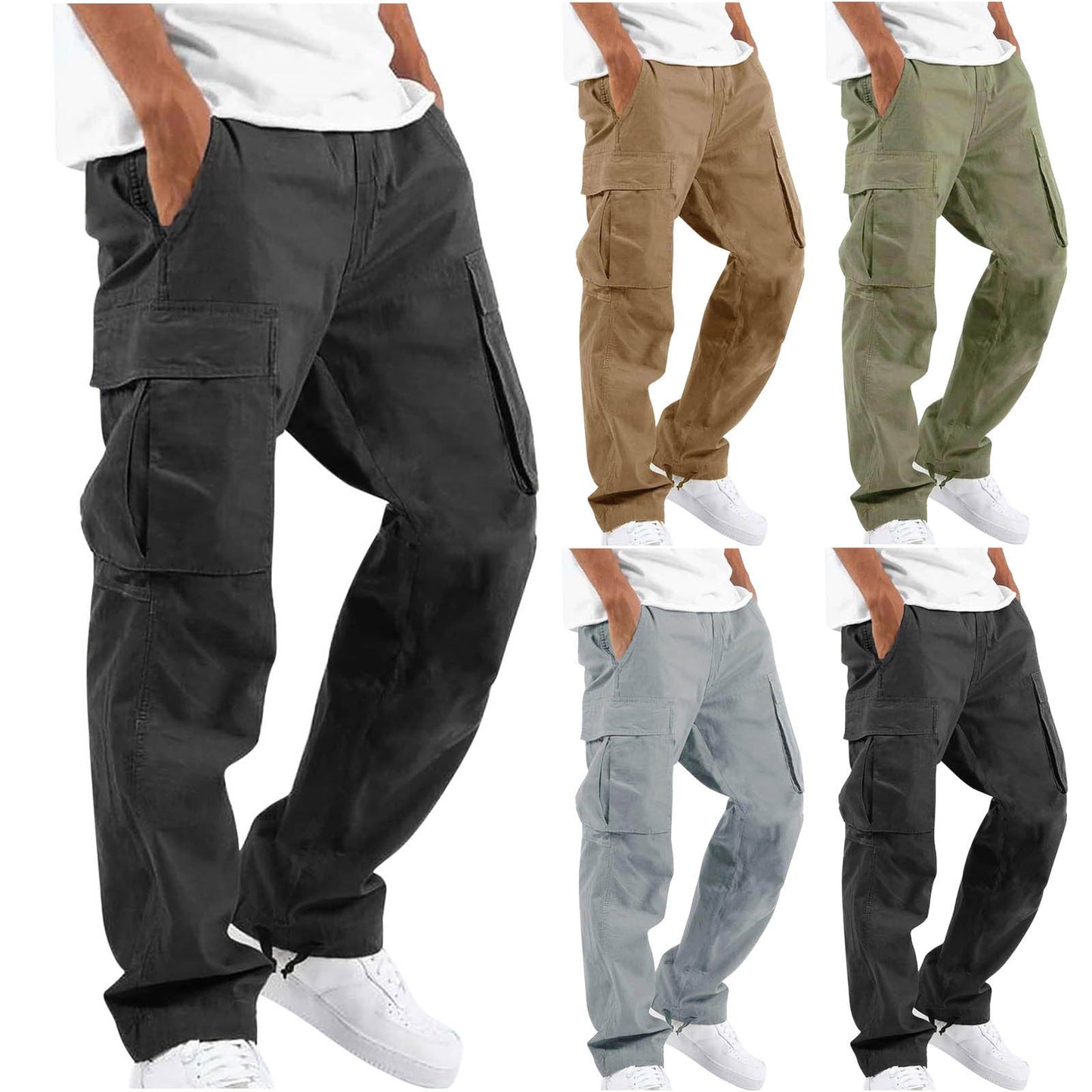 Pantalon cargo homme coupe droite style urbain et fonctionnel