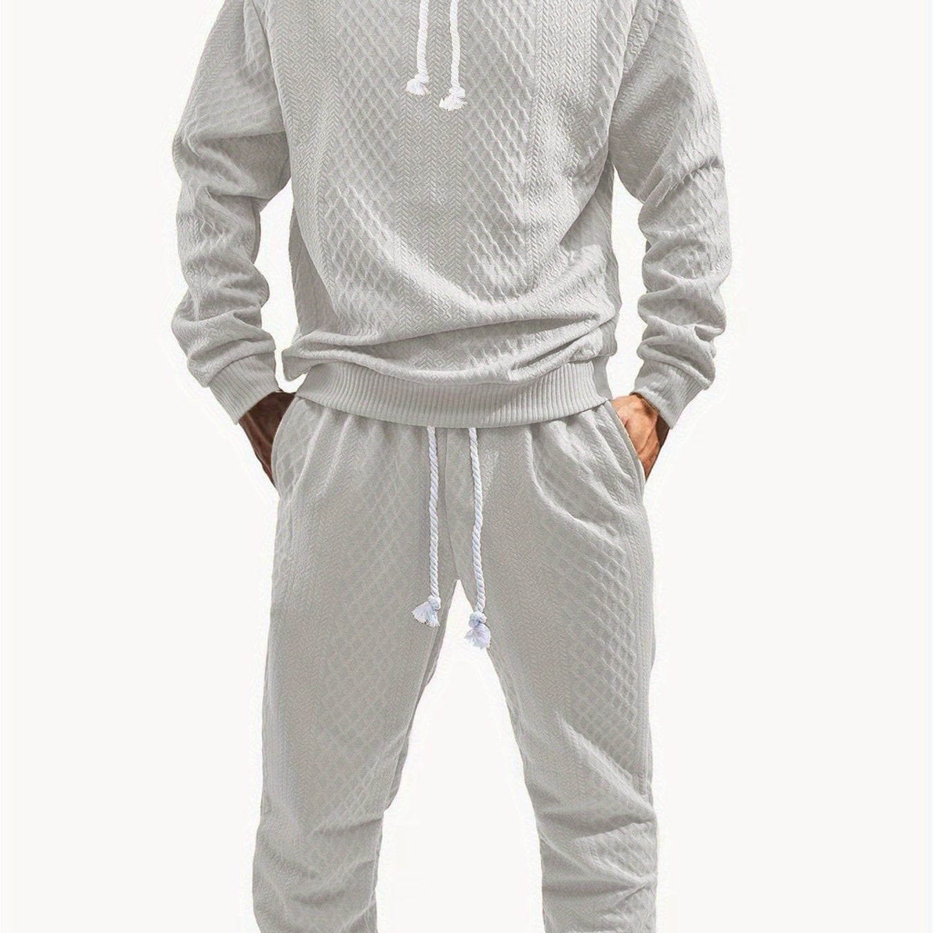 Ensemble Survêtement Homme à Capuche Texture Chevron et Losange – Style Décontracté