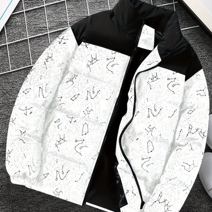 Doudoune matelassée col montant à motif constellation imprimé bicolore pour homme