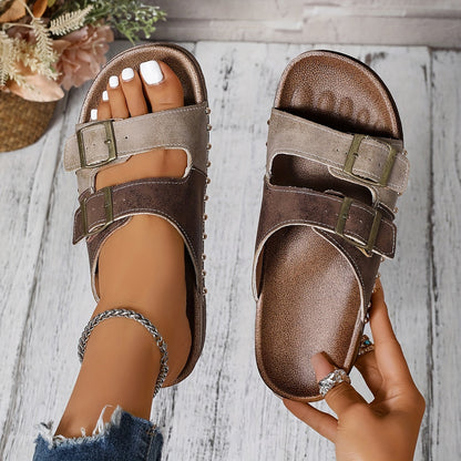 Sandales plates style vintage pour femme à boucles confortables et tendance été