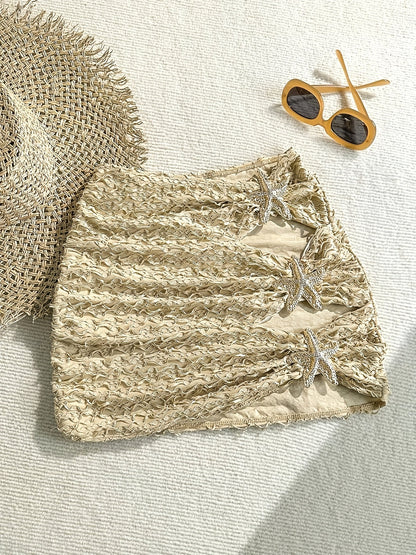 Mini beach skirt with starfish details for women, chic coastal style