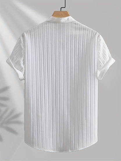 Camicia casual con colletto alla coreana da uomo stile moderno e estivo
