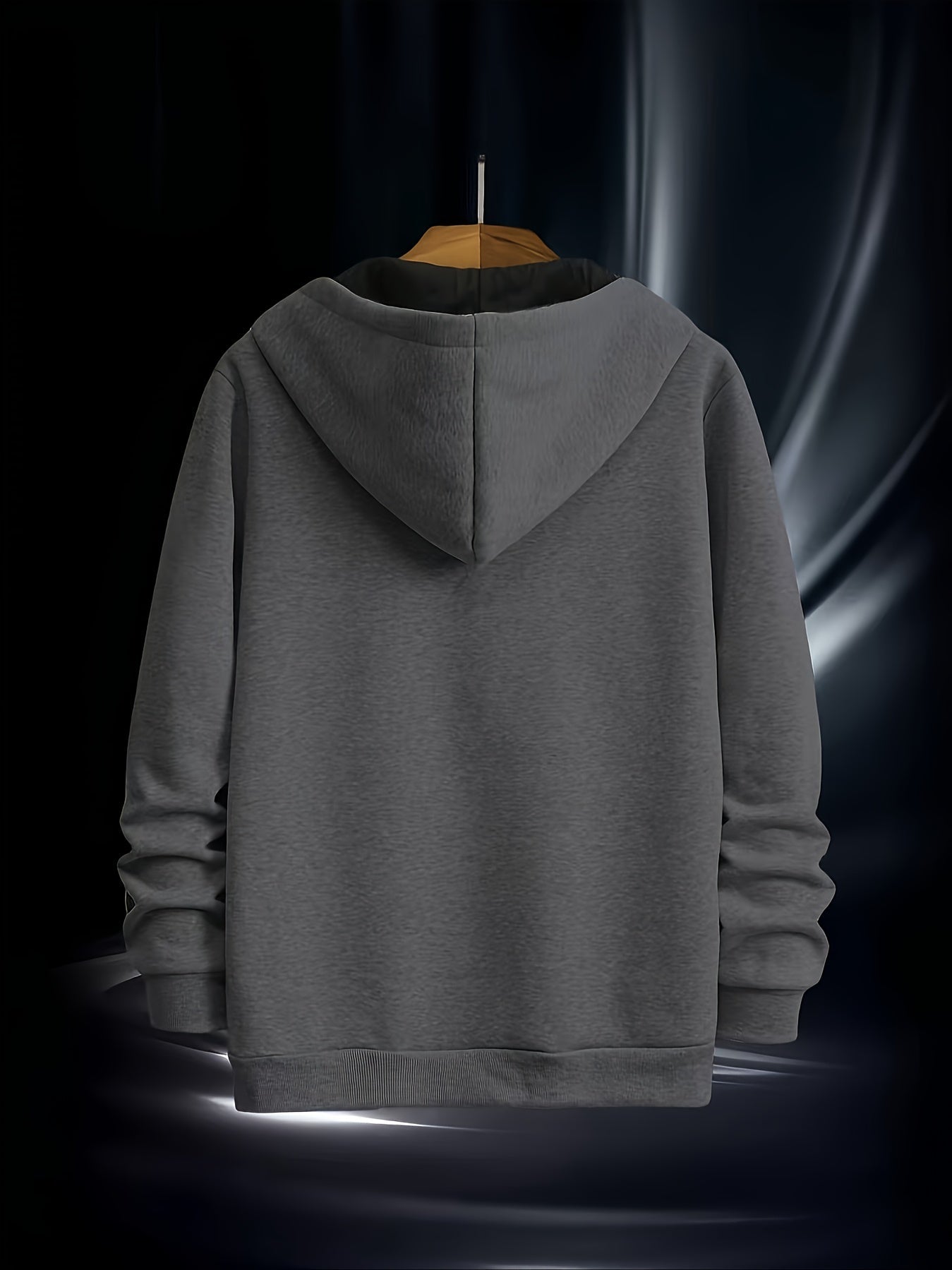 Sweat à Capuche Homme Zippé Asymétrique Couleur Unie avec Poche Kangourou