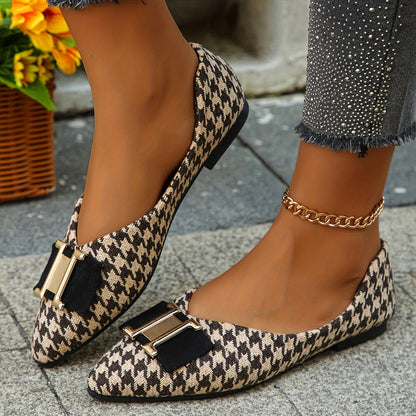 Ballerine donna con motivo pied-de-poule chic ed eleganti per tutti i giorni