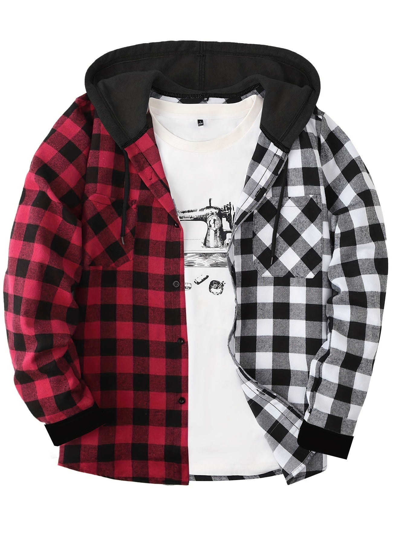 Chemise à carreaux décontractée avec capuche pour homme – Style tendance polyvalent