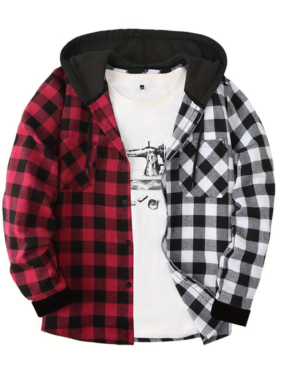 Chemise à carreaux décontractée avec capuche pour homme – Style tendance polyvalent