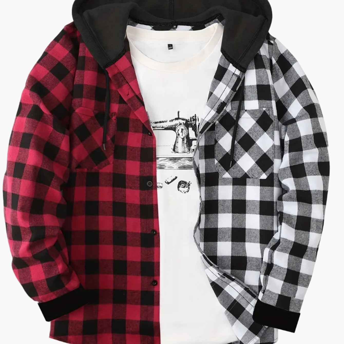 Chemise à carreaux décontractée avec capuche pour homme – Style tendance polyvalent