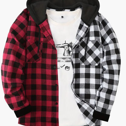 Chemise à carreaux décontractée avec capuche pour homme – Style tendance polyvalent
