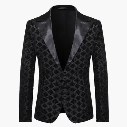 Giacca da sera uomo stile smoking, motivo geometrico brillante, ideale per feste ed eventi eleganti