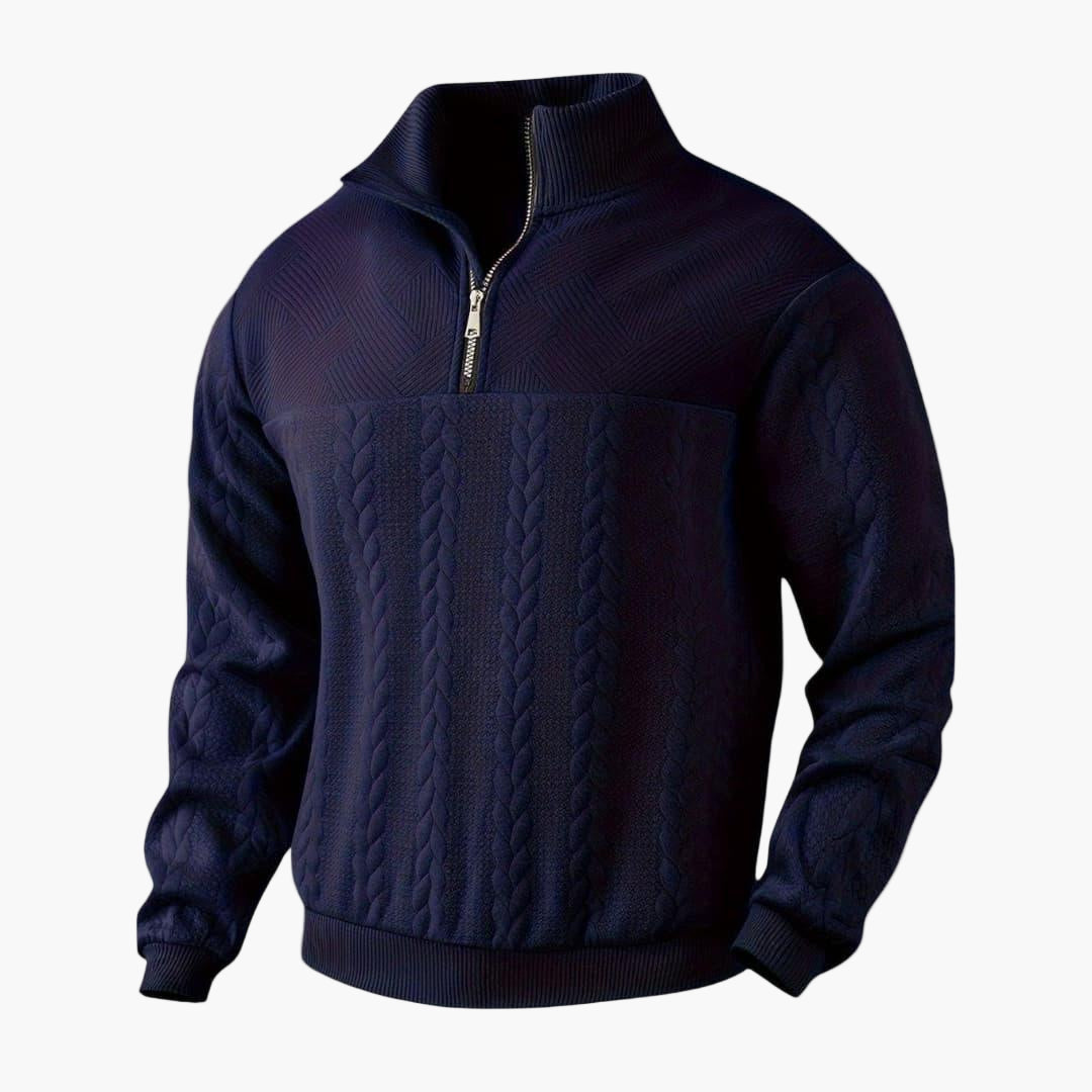 Halve rits trui voor heren, elegante gedraaide stijl voor herfst en winter