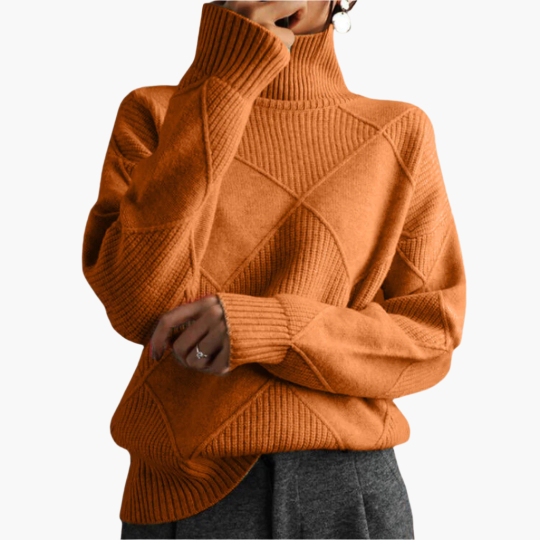 Women's Casual Style Pullover with Diamond Pattern – Soft and Comfortable Knit for Leisure and Everyday Wear