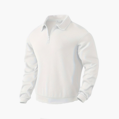 Sudadera para hombre estilo vintage con cuello con cremallera y motivo geométrico – Elegancia casual para todas las ocasiones