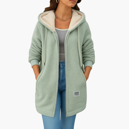 Chaqueta polar con capucha estilo casual para mujer - Ideal para otoño e invierno