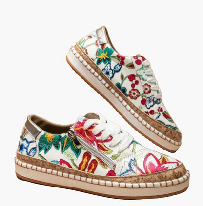 Baskets décontractées pour femme style floral brodé – Mode urbaine et confort quotidien