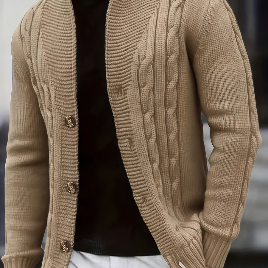 Herren-Cardigan aus Strick mit Schalkragen und Knöpfen