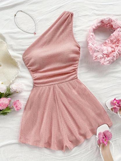 Combinaison short femme une épaule style casual pour l'été