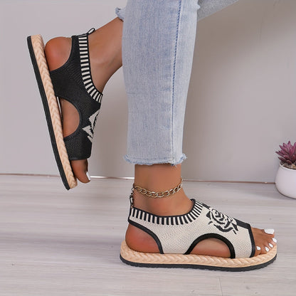 Sandales décontractées femme à motif floral pour été, style bohème chic, confort quotidien