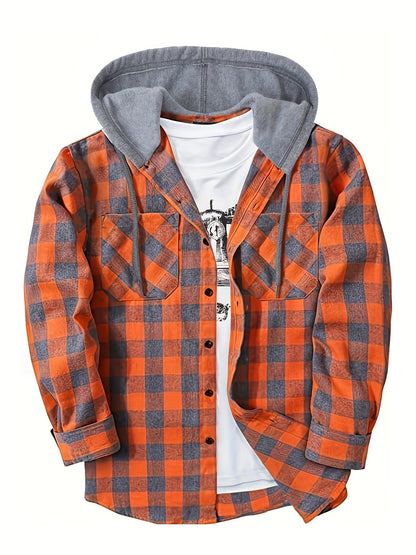 Chemise à carreaux décontractée avec capuche pour homme – Style tendance polyvalent