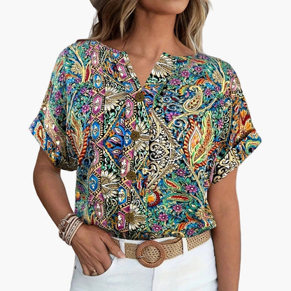 Chemisier Femme Élégant à Fleurs Boutonné Style Printanier Été
