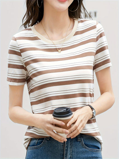 T-shirt à Rayures Classiques Femme Style Décontracté Chic