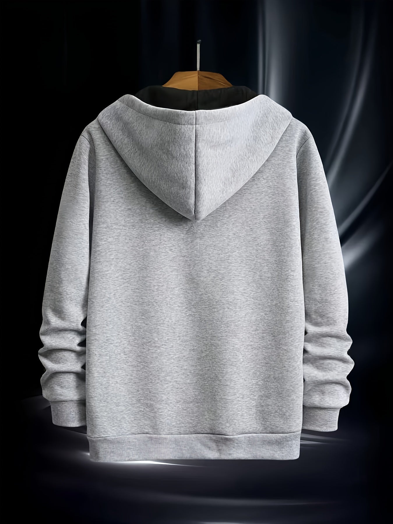Sweat à Capuche Homme Zippé Asymétrique Couleur Unie avec Poche Kangourou