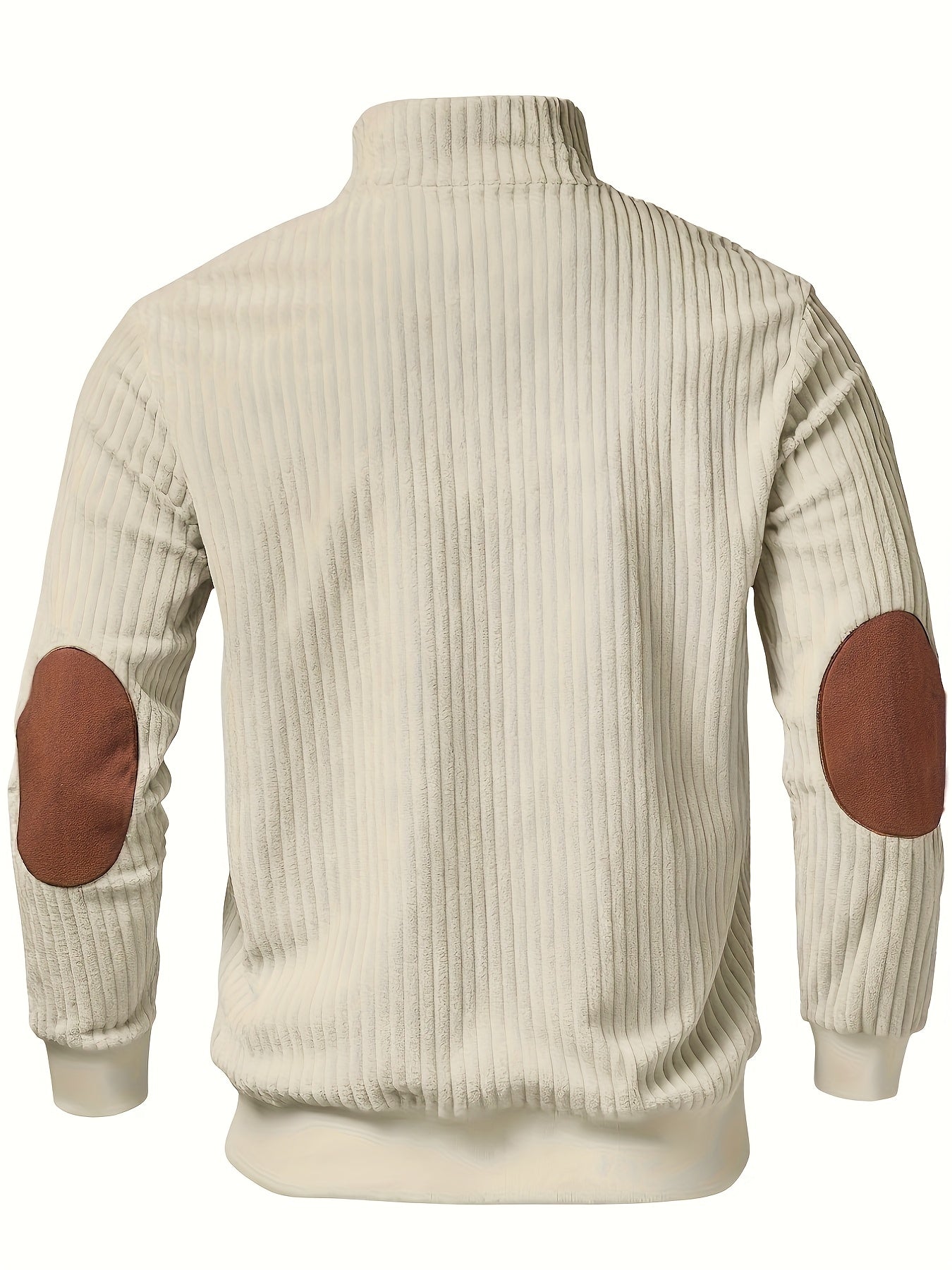 Pull Homme côtelé avec col montant zippé et empiècements suédine