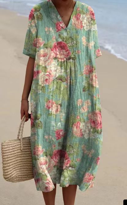 Langes, lässiges Damenkleid im Boho-Stil, ideal für Strand und Sommer