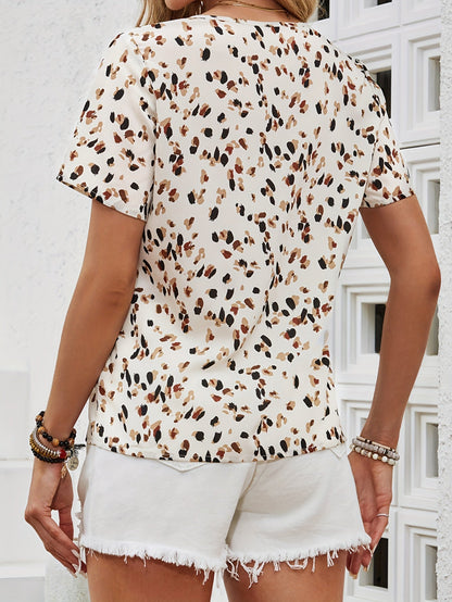 Elegante bedruckte Kurzarmbluse für Damen, sommerlicher Stil