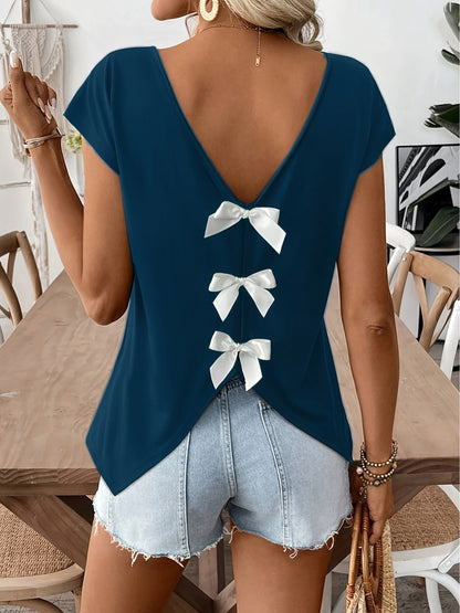 Top femme dos nu avec nœuds décoratifs style décontracté pour l'été