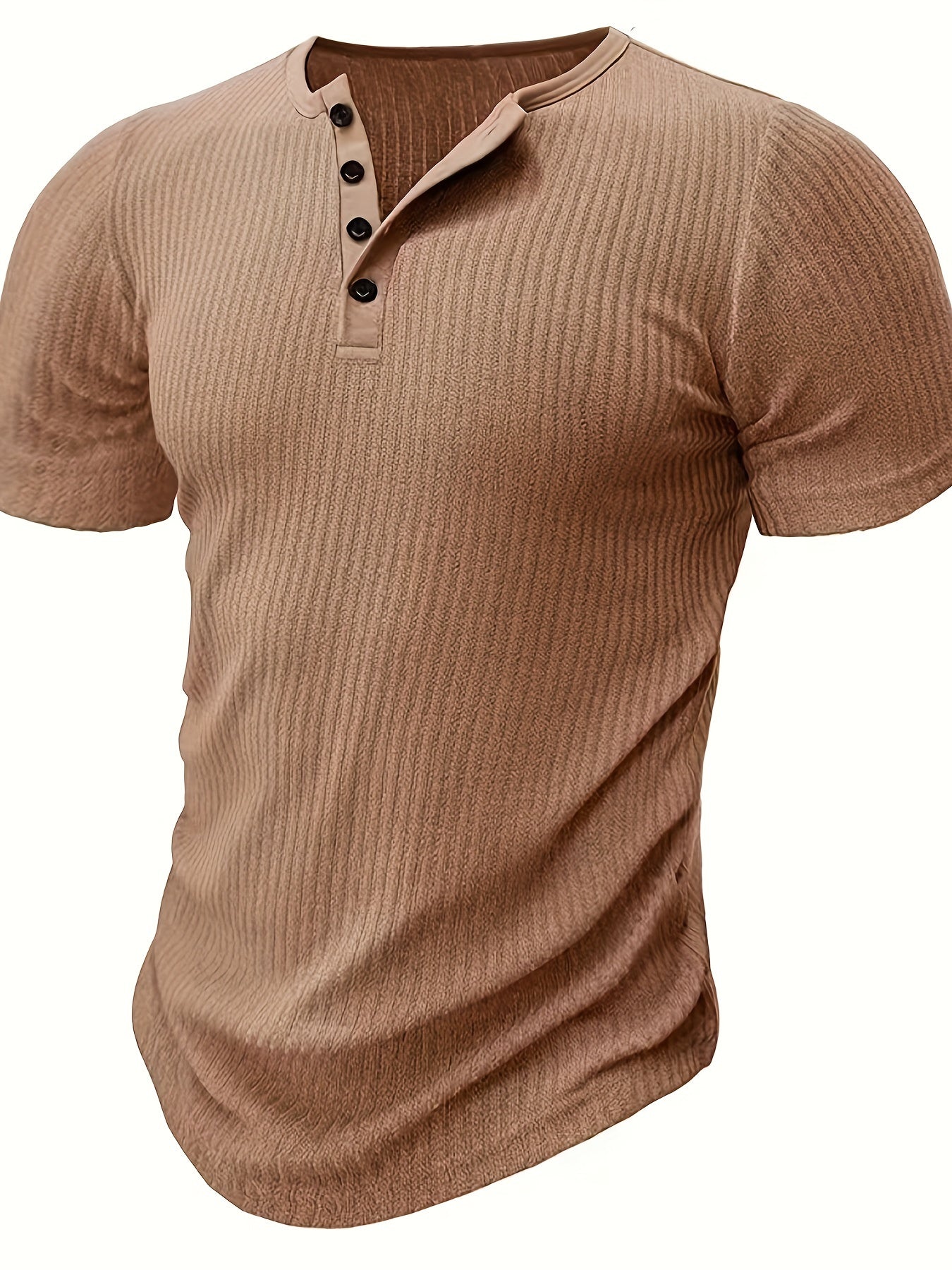 T-shirt henley à rayures décontracté pour homme – Idéal pour l'été et les loisirs
