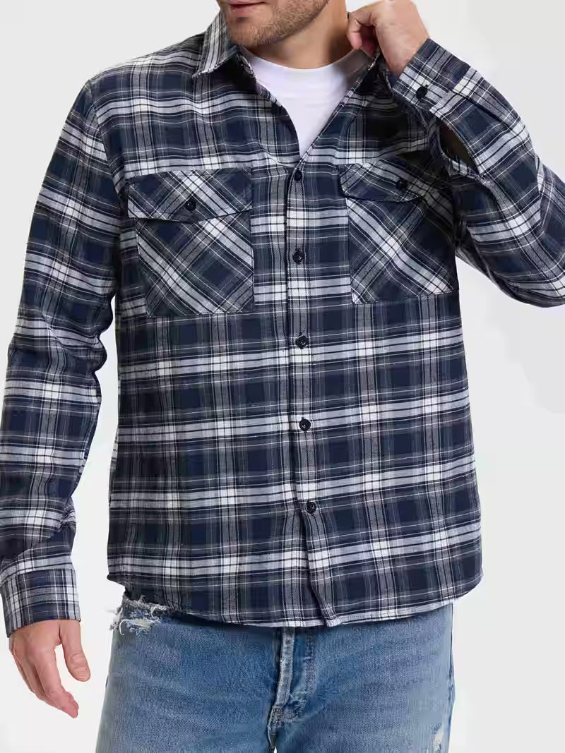 Afslappet ternet skjorte til mænd, overshirt-stil, ideel til weekenden