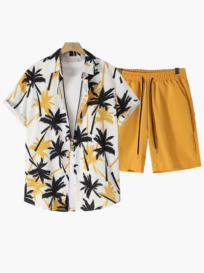 Camicia hawaiana con stampa di palme da uomo - Stile spiaggia casual estivo